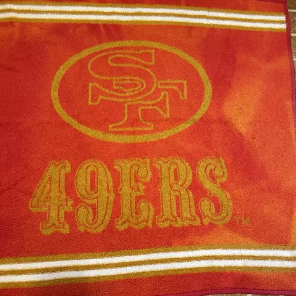Vintage‎ San Francisco 49ers Gold Red Biederlack Tailgate Blanket 52x46 USA